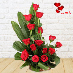 15 Exclusive Red Dutch Roses in Cane Basket
...