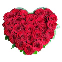 25 Heart Shaped Red Roses Arrangement...
