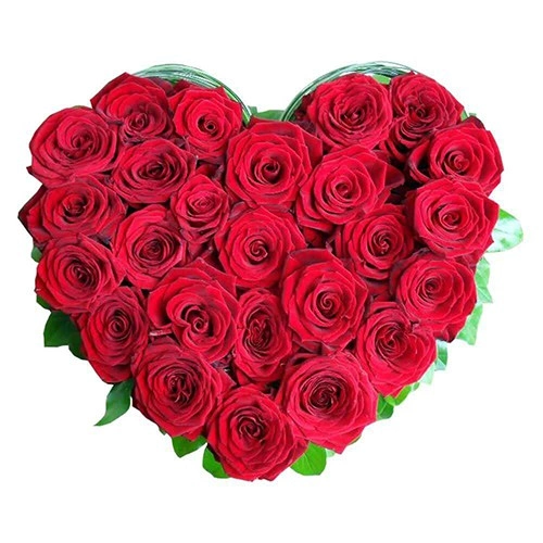 Valentines Day Gift of Heart Shape Red Roses Arrangement