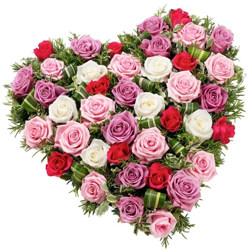 Online Order Heart Shape Mixed Roses Arrangement Online Order Heart Shape Mixed Roses Arrangement