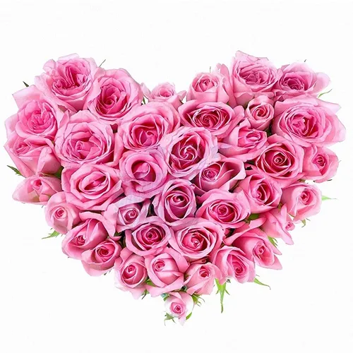 Order Pink Roses in Heart Shape ArrangementOnline