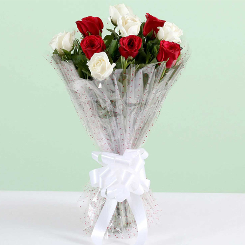 Magical Touch Big Bouquet of 40 Red and White Roses Magical Touch Big Bouquet of 40 Red and White Roses