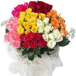 50 Mixed Colour Roses Bouquet 50 Mixed Colour Roses Bouquet