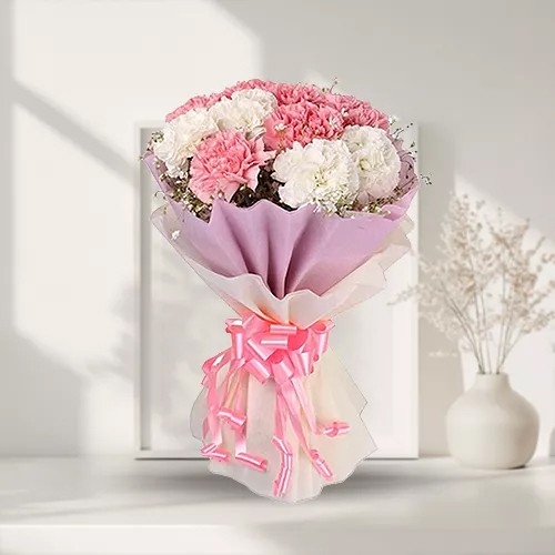 Heavenly Bundle of White N Pink Carnations Heavenly Bundle of White N Pink Carnations