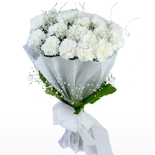 Lovely Pure Gratitude White Carnations Bouquet Lovely Pure Gratitude White Carnations Bouquet