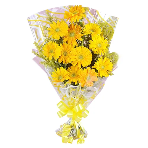 Regal Sunshine Presentation of 15 Gerberas of Yellow Colour