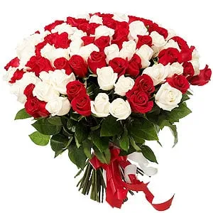 Order Red N White Roses Bunch