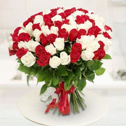 Glorious Attract Red N White Roses Premium Bouquet Glorious Attract Red N White Roses Premium Bouquet