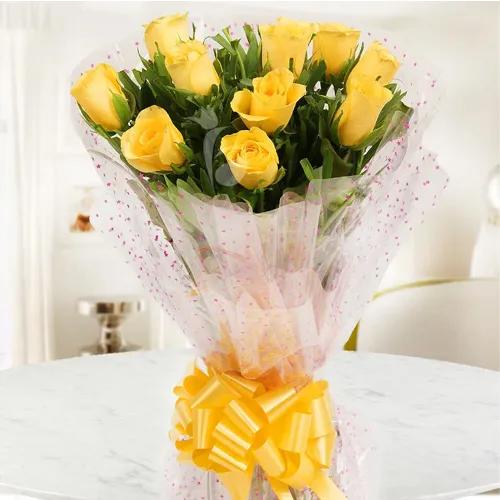 Unique Royal Treatment Ten Yellow Roses Bouquet