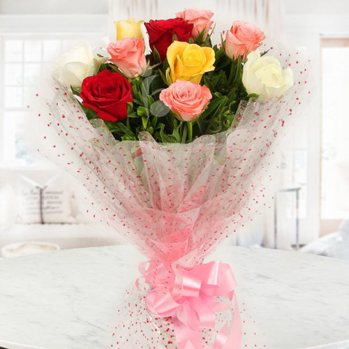 Blooming Heartfelt Celebration with Mixed Roses Blooming Heartfelt Celebration with Mixed Roses