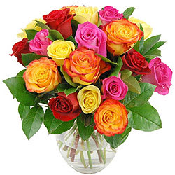 Stunning Sweet Smiles Mixed Roses in a Vase Stunning Sweet Smiles Mixed Roses in a Vase