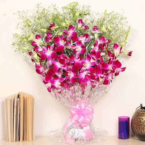 Long-Lasting Rich Purple Orchids Bouquet