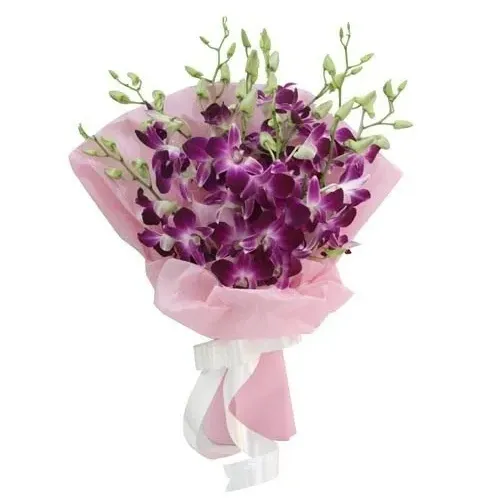 Luminous Hand Bunch of Purple Orchids