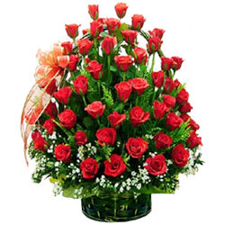 Stunning Selection of Premium Red Coloured Roses in a Basket Stunning Selection of Premium Red Coloured Roses in a Basket