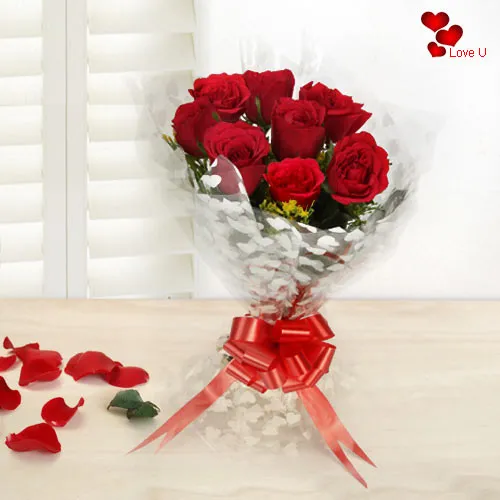 Buy Online V-Day Gift of Red Roses Bouquet