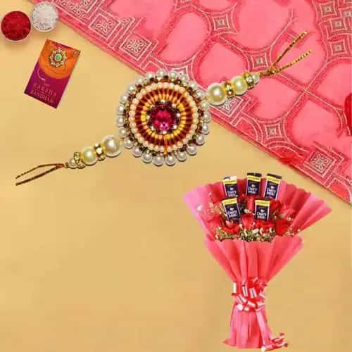 Sublime Love Treat Conclave of Red Rose and Cadbury Chocolates With Rakhi Sublime Love Treat Conclave of Red Rose and Cadbury Chocolates With Rakhi