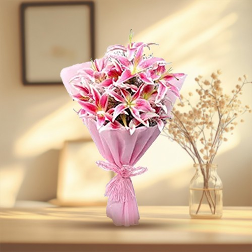 Mesmerizing Bouquet of 10 Pink Lily Mesmerizing Bouquet of 10 Pink Lily