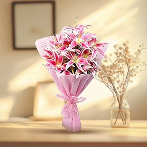 Mesmerizing Bouquet of 10 Pink Lily