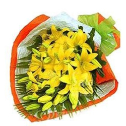 Gorgeous Bouquet of 8 Yellow Lily Gorgeous Bouquet of 8 Yellow Lily
