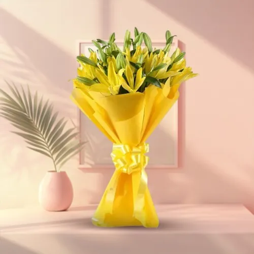 Send Bouquet of Yellow Lilies