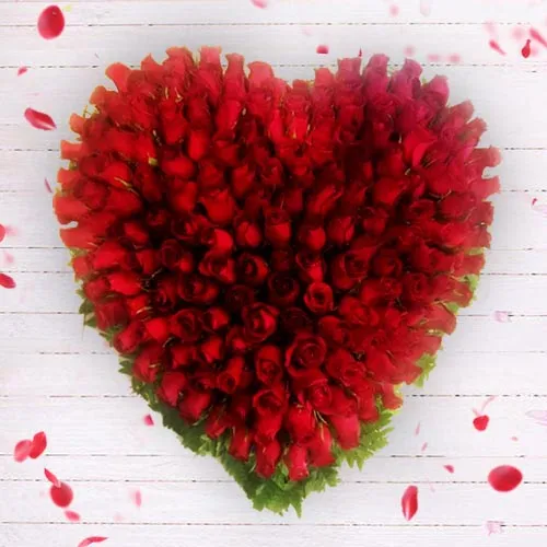 Amazing 150 Red Roses Heart Shape Arrangement