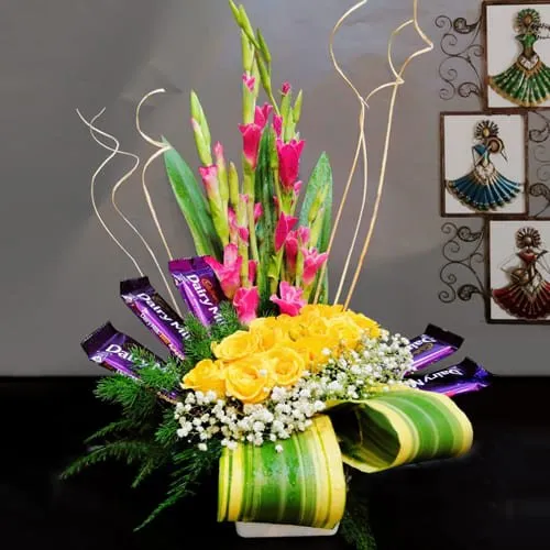 Eye-Catching Display of Colorful Flowers with Cadbury Chocolates