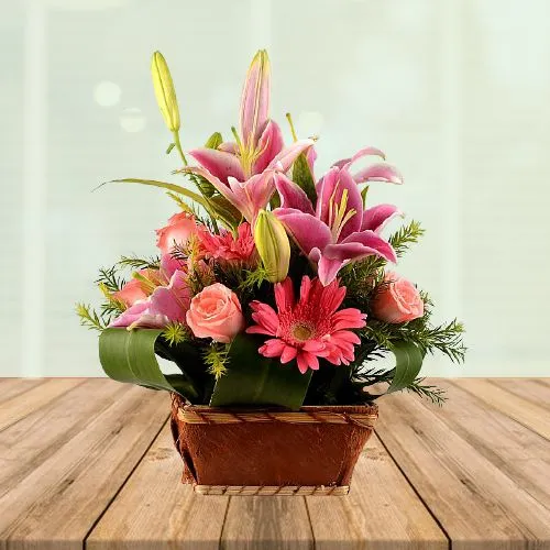 Pretty in Pink Flower Basket