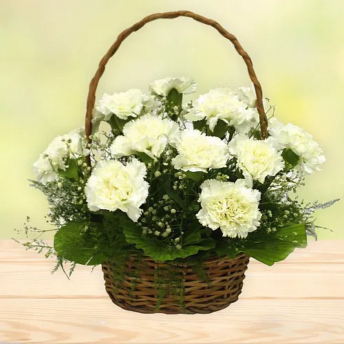 Deliver this attractive White Carnations basket