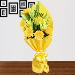 Blossoming Bunch of Lilies & Gerberas in Yellow Color
Blossoming Bunch of Lilies & Gerberas in Yellow Color