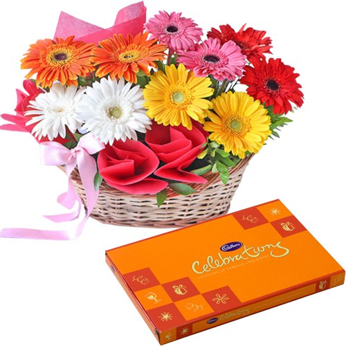 Blissful Cadbury Celebrations Pack with Assorted Gerberas Basket
Blissful Cadbury Celebrations Pack with Assorted Gerberas Basket