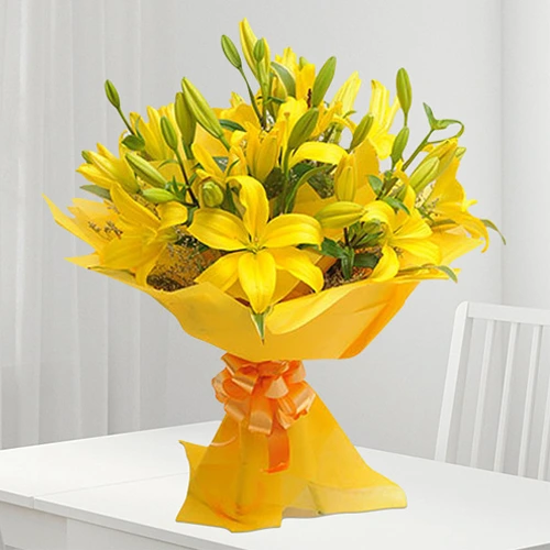 Exotic Bunch of Yellow Lilies
