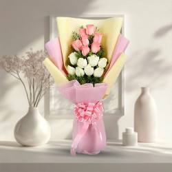 Lovely Pink and White Roses Bunch with Filler Flowers
Lovely Pink and White Roses Bunch with Filler Flowers