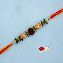Lovely Rudraksha Rakhi with Everlasting Joy Lovely Rudraksha Rakhi with Everlasting Joy