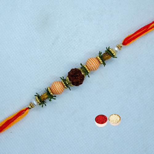 Lovely Rudraksha Rakhi with Everlasting Joy Lovely Rudraksha Rakhi with Everlasting Joy