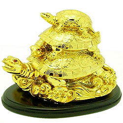 Golden Three Tier Feng Shui Tortoise Golden Three Tier Feng Shui Tortoise