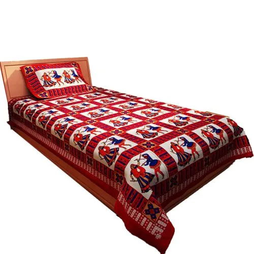 Wonderful Rajasthani Print Single Bed Sheet with Pillow Cover Set