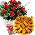 12 Red Roses with Anand Bhawan Mysore Pak 12 Red Roses with Anand Bhawan Mysore Pak