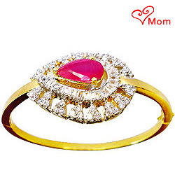 Beautiful Designer Red Stone and Rhinestone Studded Fancy bangle. Beautiful Designer Red Stone and Rhinestone Studded Fancy bangle.