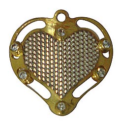 Unique Gold Tone Metal Heart Shaped Pendant with Mesh Unique Gold Tone Metal Heart Shaped Pendant with Mesh