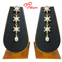 Amazing 3 Tier Hanging Pearl N AD Earrings Amazing 3 Tier Hanging Pearl N AD Earrings