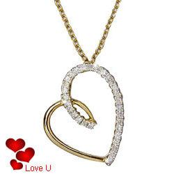 Love-Embellished Gold Heart Pendant with Chain Love-Embellished Gold Heart Pendant with Chain