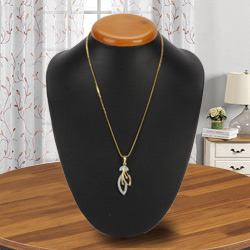 Stunning Allure Gold Plated Necklace with Tranquil Leaf Pendant Stunning Allure Gold Plated Necklace with Tranquil Leaf Pendant