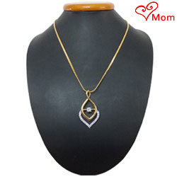 Stupendous Flame Gold Plated Necklace with Fernanda Pendant Stupendous Flame Gold Plated Necklace with Fernanda Pendant