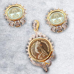 Exclusive Gold Coin Design Pendent N Earring Set Exclusive Gold Coin Design Pendent N Earring Set