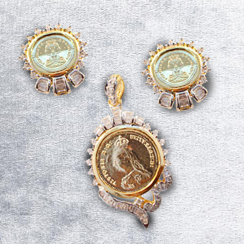 Exclusive Gold Coin Design Pendent N Earring Set Exclusive Gold Coin Design Pendent N Earring Set