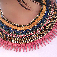 Pretty Selection of Cotton Braided Necklace with Embroidered Pendent Pretty Selection of Cotton Braided Necklace with Embroidered Pendent