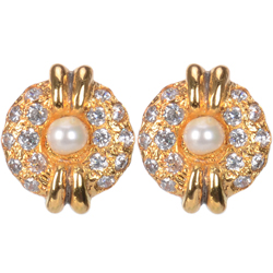 Dazzling Pearl Earrings Set Gold Plated with American Diamonds Dazzling Pearl Earrings Set Gold Plated with American Diamonds