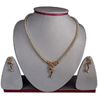 Dazzling Genuine Pearland Amercian Diamond Earring and Necklace Set with Pink Stones Dazzling Genuine Pearland Amercian Diamond Earring and Necklace Set with Pink Stones
