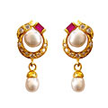 Pink Stone Studded Designer Genuine Pearl Pair of Earrings Pink Stone Studded Designer Genuine Pearl Pair of Earrings