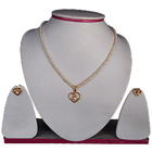 Gorgeous Looking Fresh Water Pearl Necklace with Gold Plated Heart Shaped Pendant & Earrings Set Gorgeous Looking Fresh Water Pearl Necklace with Gold Plated Heart Shaped Pendant & Earrings Set